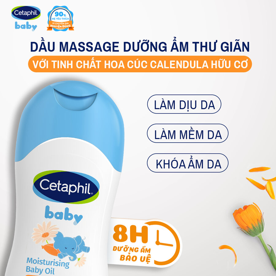 Dầu mát xa Cetaphil cho bé Centaphil Massage Oil Baby Face & Body 200ml