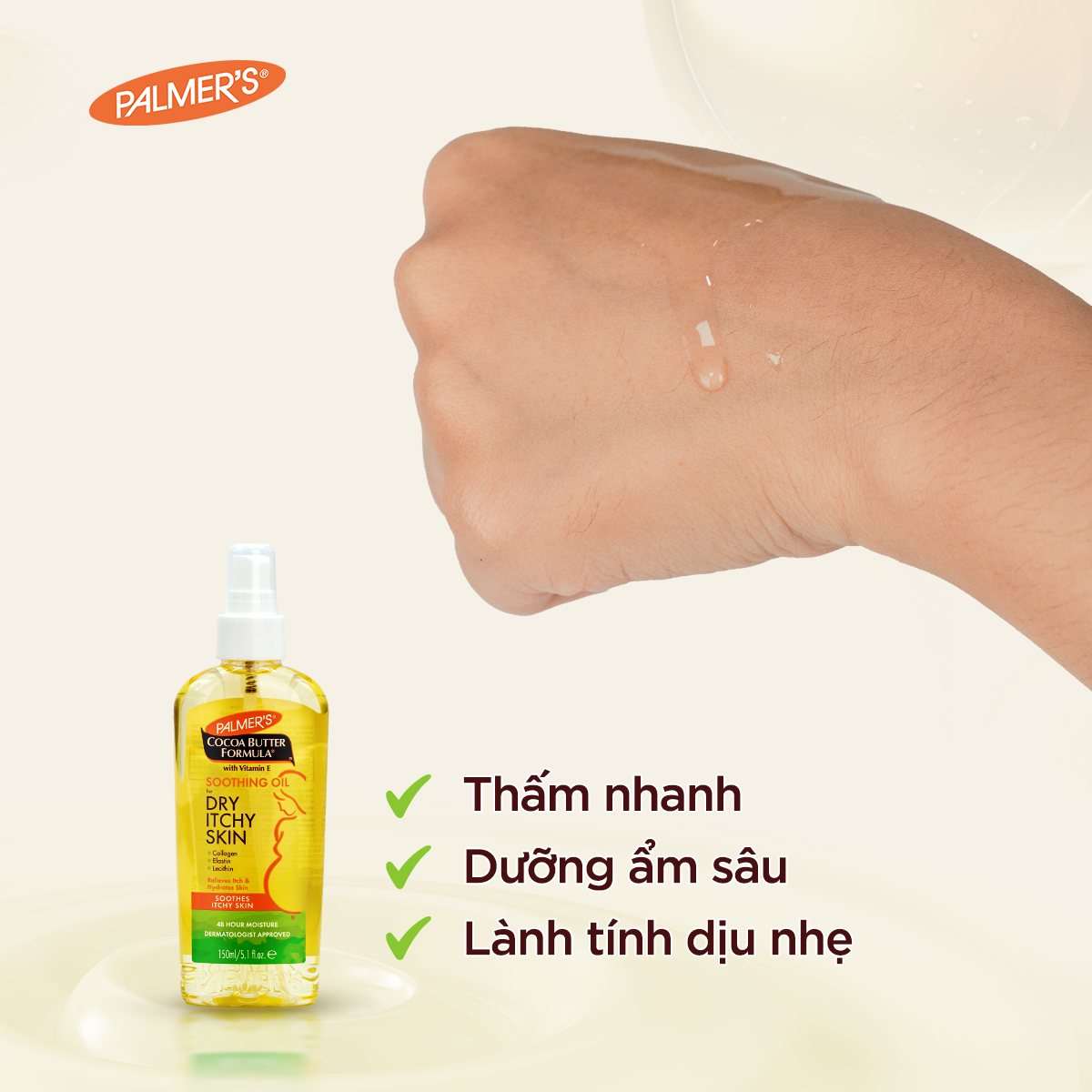Dầu dưỡng da hỗ trợ giảm nhanh khô ngứa cho mẹ bầu Palmer's 150ml