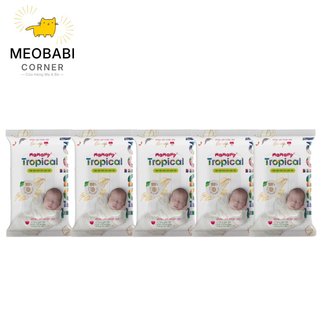 Khăn ướt mini Mamamy Tropical 10 tờ không mùi