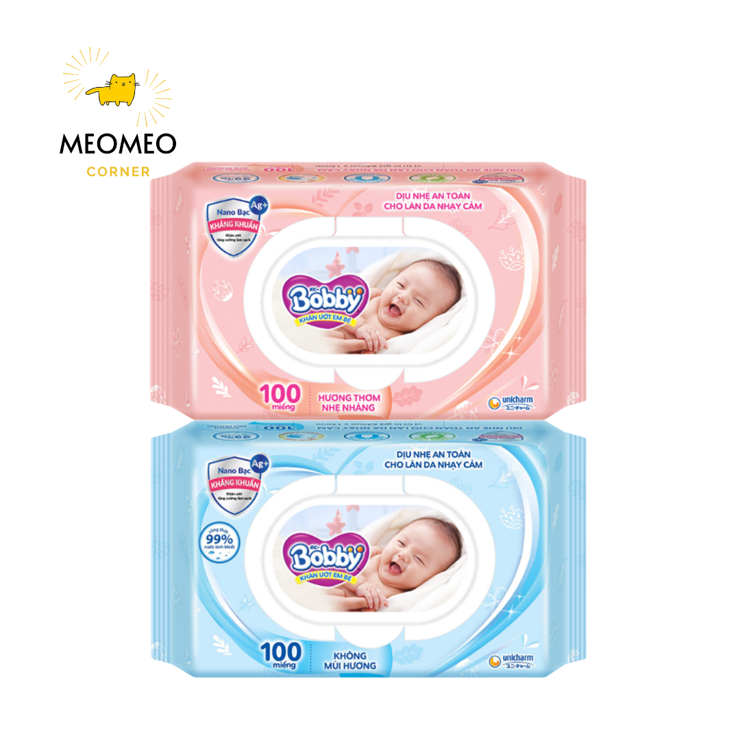 Khăn ướt Bobby dịu nhẹ cho bé 100 tờ