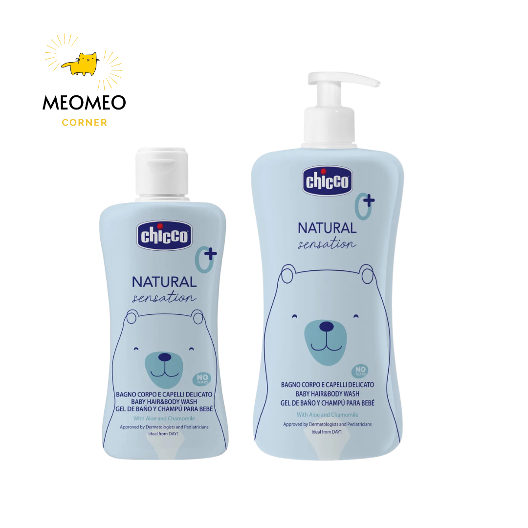 Sữa tắm gội chiết xuất Lô hội & Cúc la mã Chicco Natural Sensation 0M+