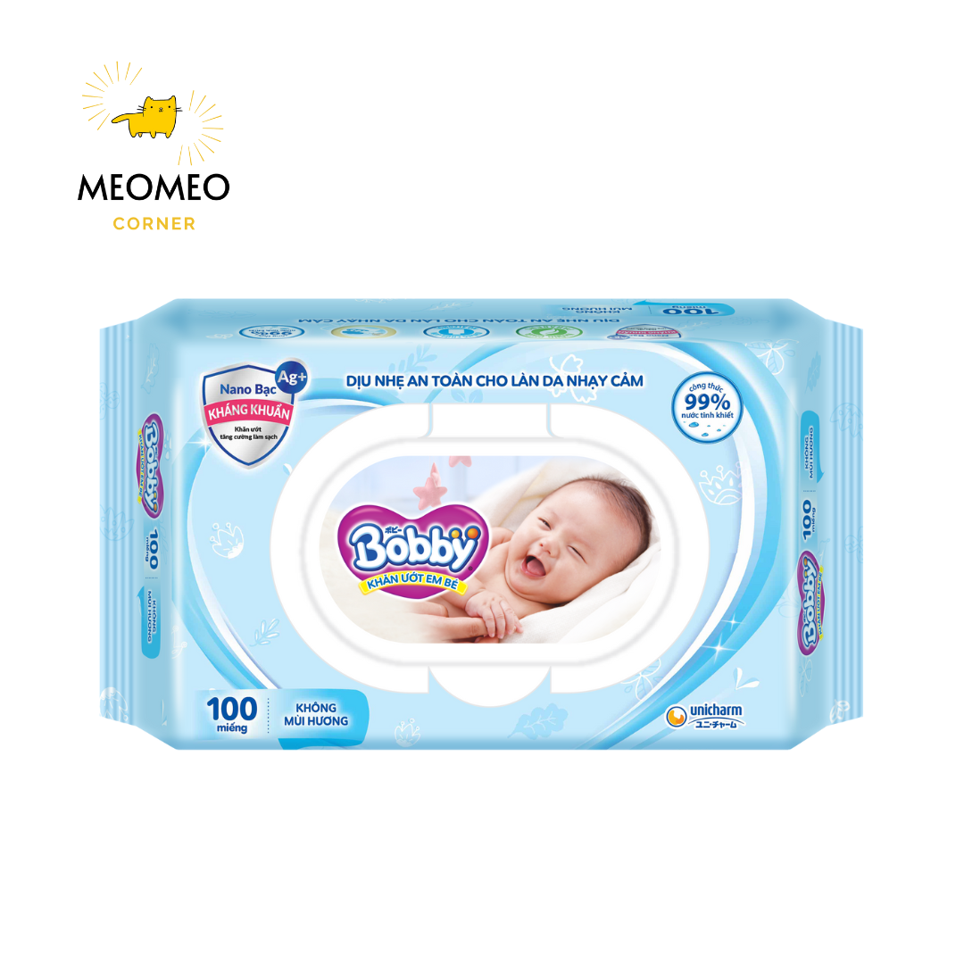 Khăn ướt Bobby dịu nhẹ cho bé 100 tờ