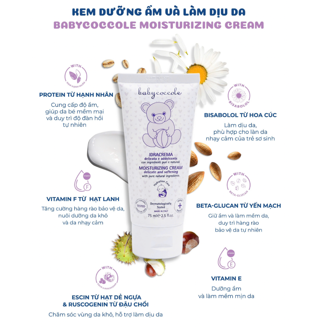Dưỡng ẩm và làm dịu da BabyCoccole MOISTURIZING 75ml