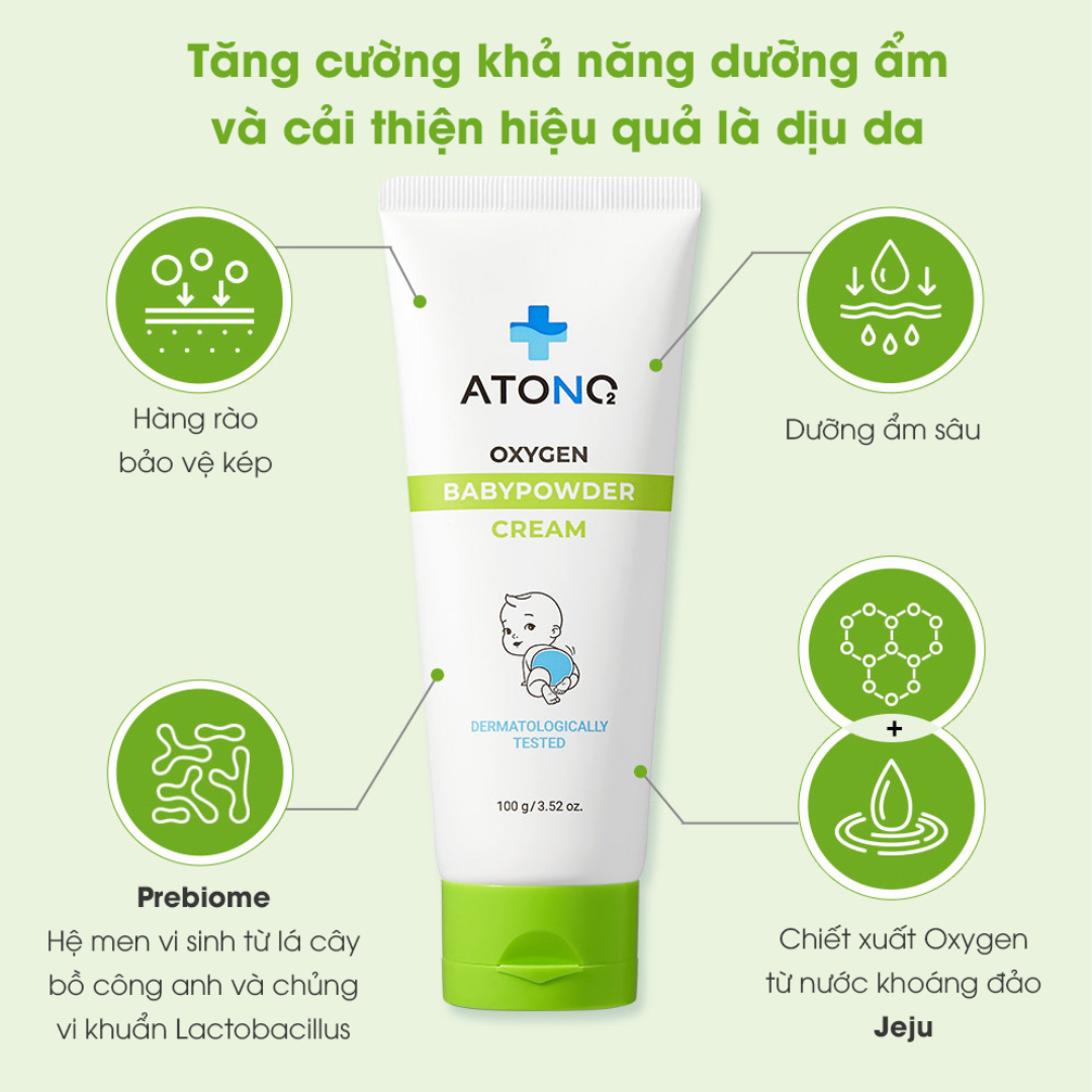 Kem Hăm Atono2 Oxygen Babypowder Cream Cho Bé 100g