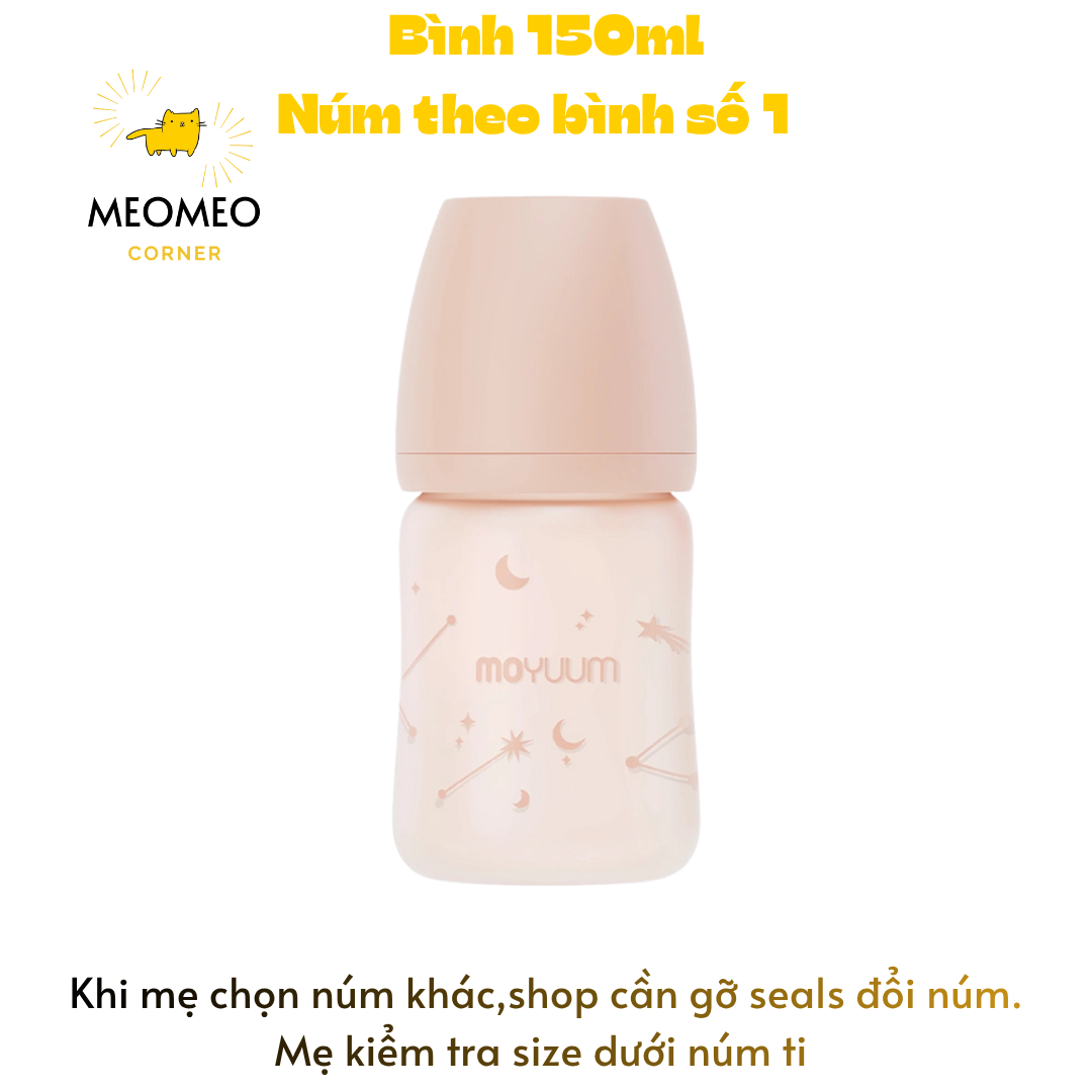 Bình sữa Moyuum thuỷ tinh tráng Silicone