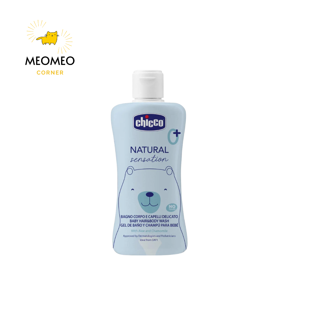 Sữa tắm gội chiết xuất Lô hội & Cúc la mã Chicco Natural Sensation 0M+