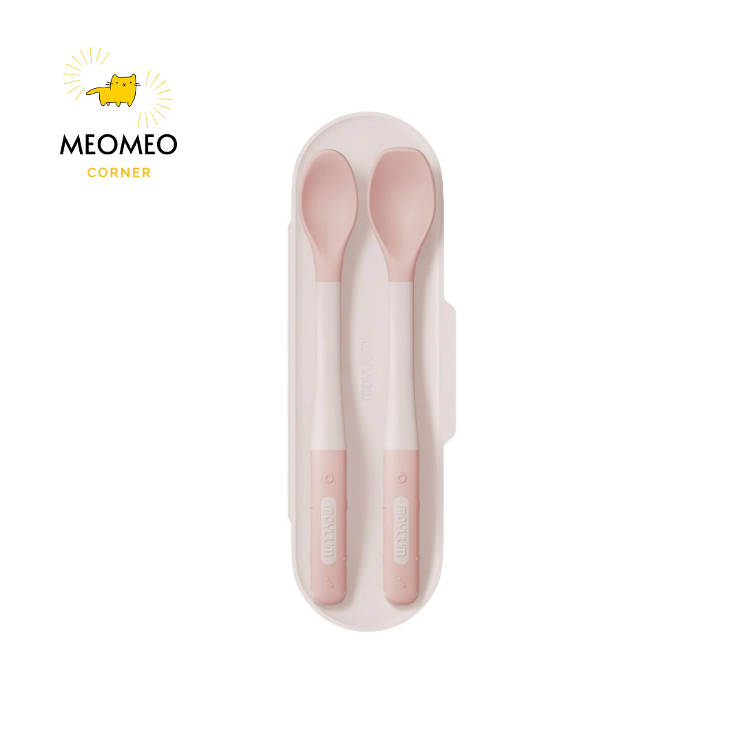 Bộ 2 Thìa Ăn Dặm Moyuum Silicon Level 1 & 2 Kèm Hộp Đựng