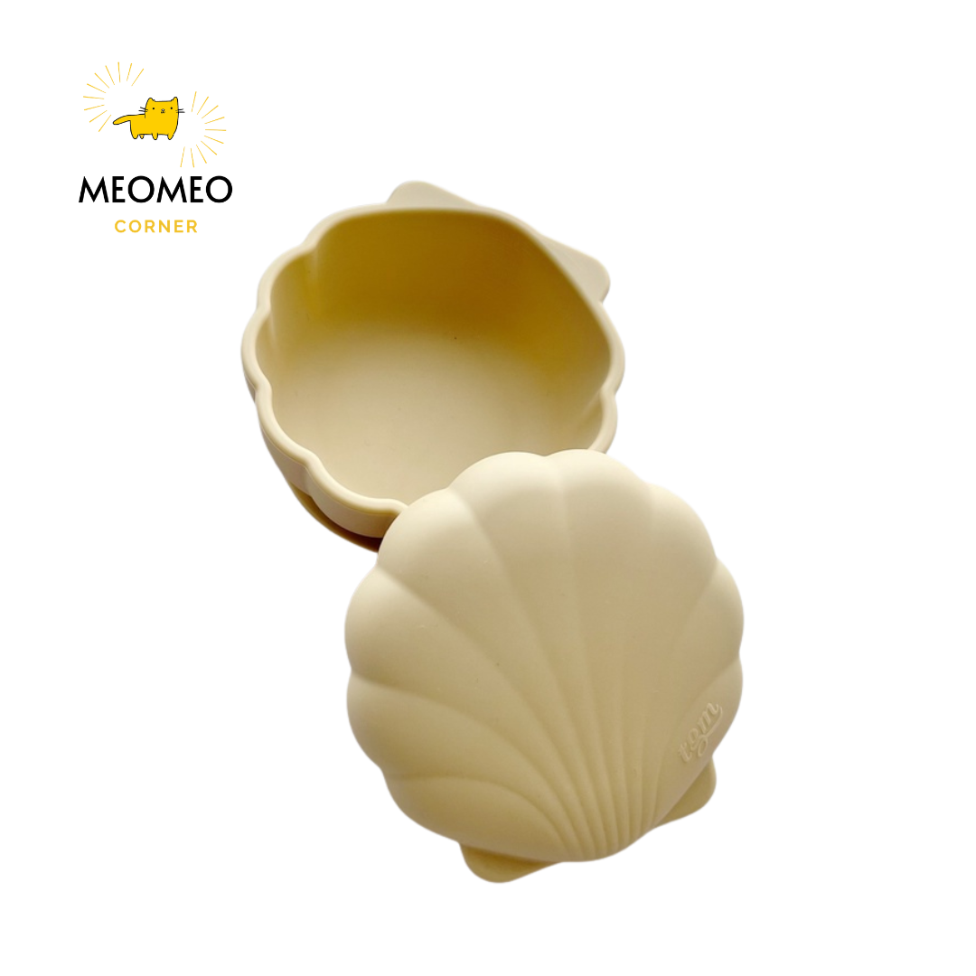 Chén bát ăn dặm Silicone hình Sò có nắp đậy TGM