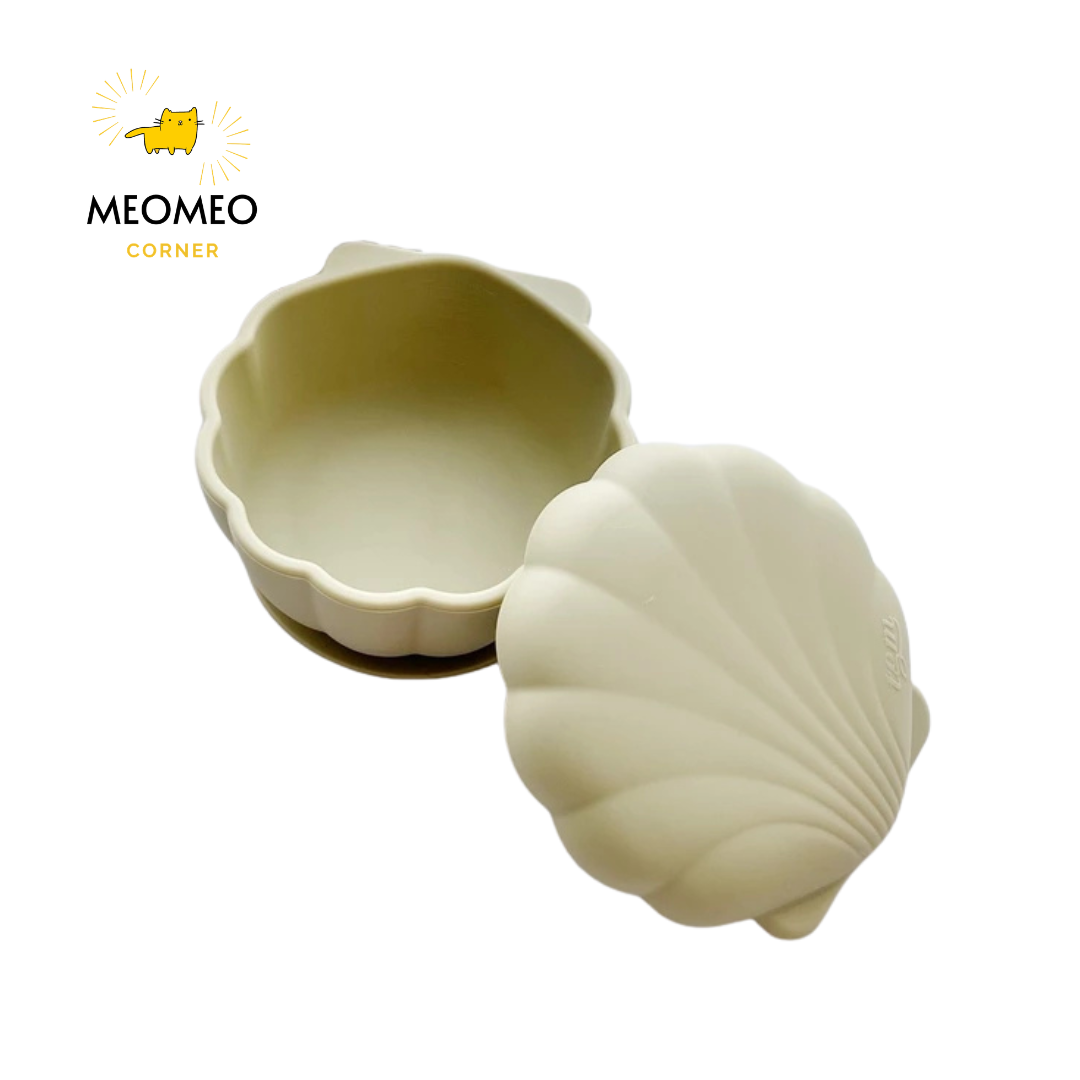 Chén bát ăn dặm Silicone hình Sò có nắp đậy TGM