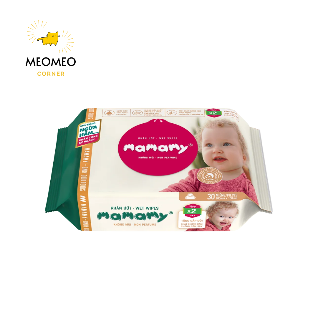 Khăn ướt không mùi Mamamy ngừa hăm cho bé