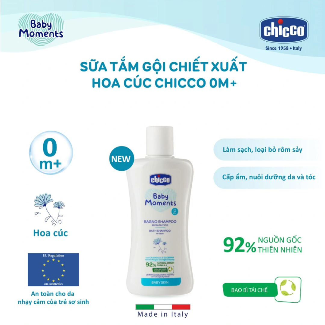 Sữa tắm gội chiết xuất Hoa cúc Chicco 0M+