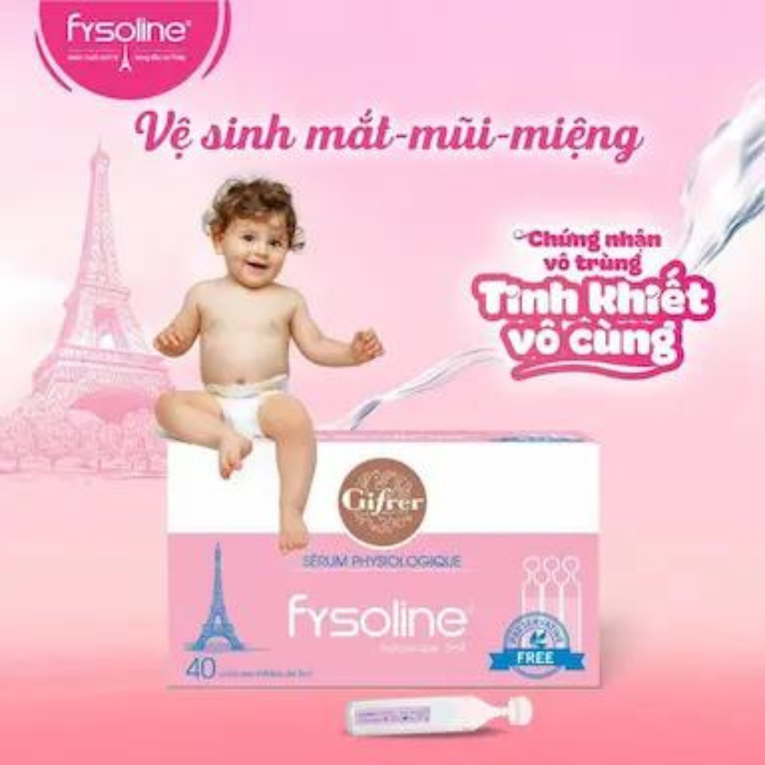 Nước muối sinh lý Pháp Fysoline Isotonic - Vệ sinh mắt, mũi, miệng cho bé - Muối Hồng