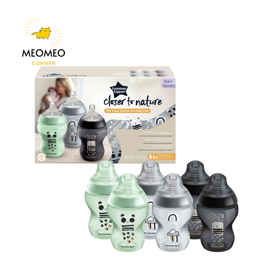 Bình sữa chống sặc Tommee Tippee Closer to Nature Hoạ Tiết 150ml/260ml