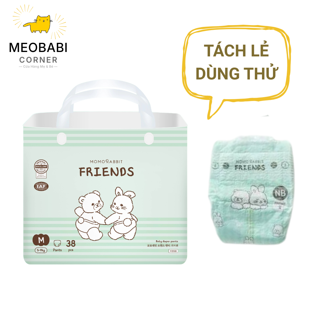 [Miếng lẻ] Bỉm Momo Rabbit – Bản Friends | Mềm mại, thấm hút tốt, nâng niu làn da bé