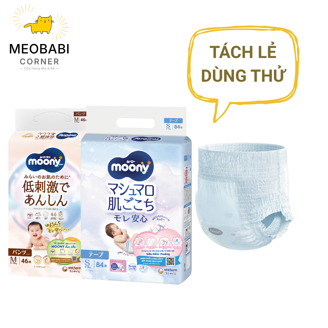 [Miếng lẻ] Tã / bỉm dán, quần Moony Natural và Moony Blue