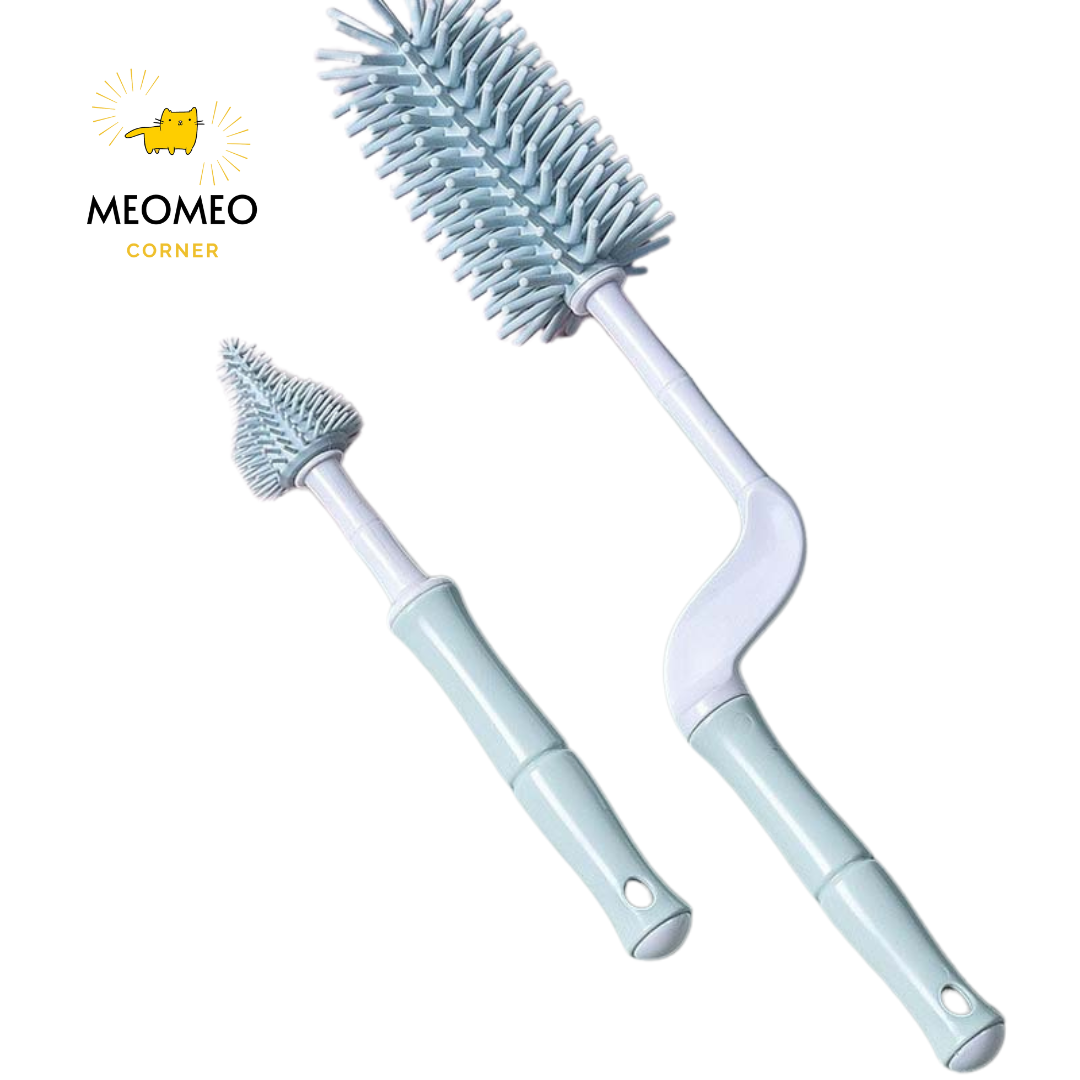 Cọ rửa bình sữa silicon cao cấp có đế phơi [Tay cầm xoay 360 độ]