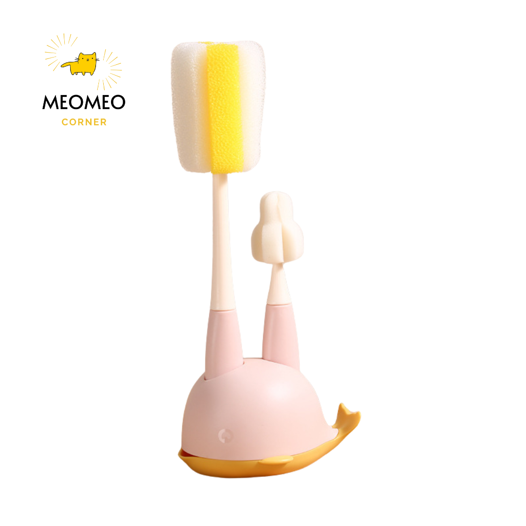 Cọ rửa bình sữa và núm ti mút xốp 2 chi tiết cho bé