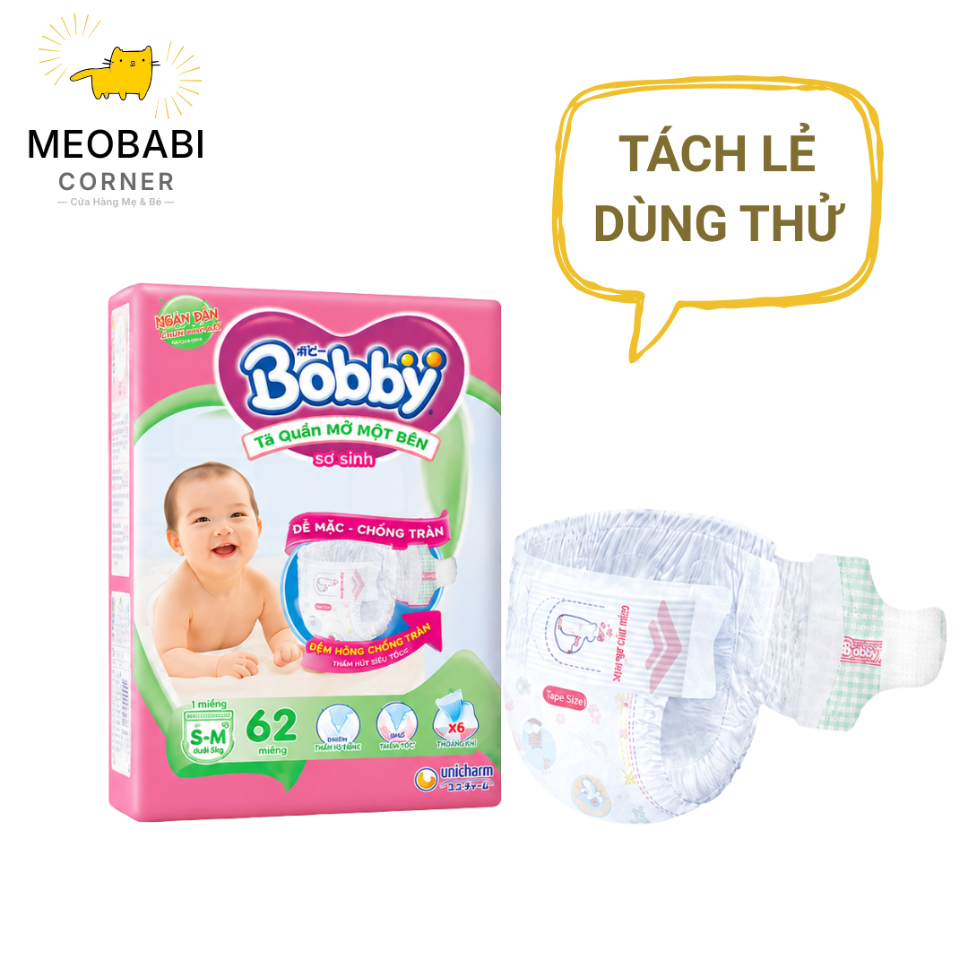 [Miếng lẻ] Tã / bỉm quần Mở Một Bên Bobby NB & S