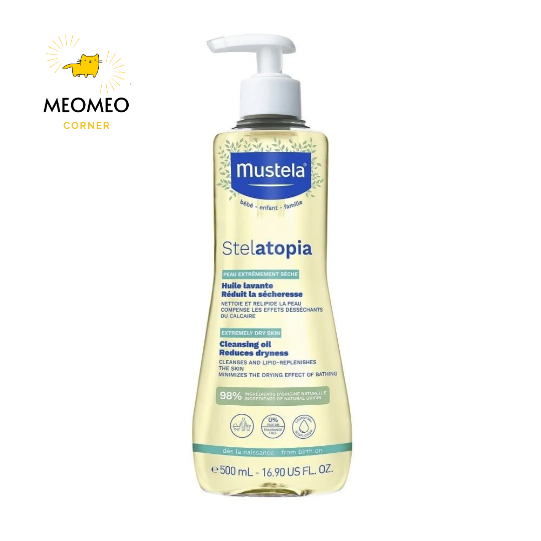 Dầu Làm Sạch Da Chàm Thể Tạng Mustela Stelatopia Anti-Itching Cleansing Oil 500ml