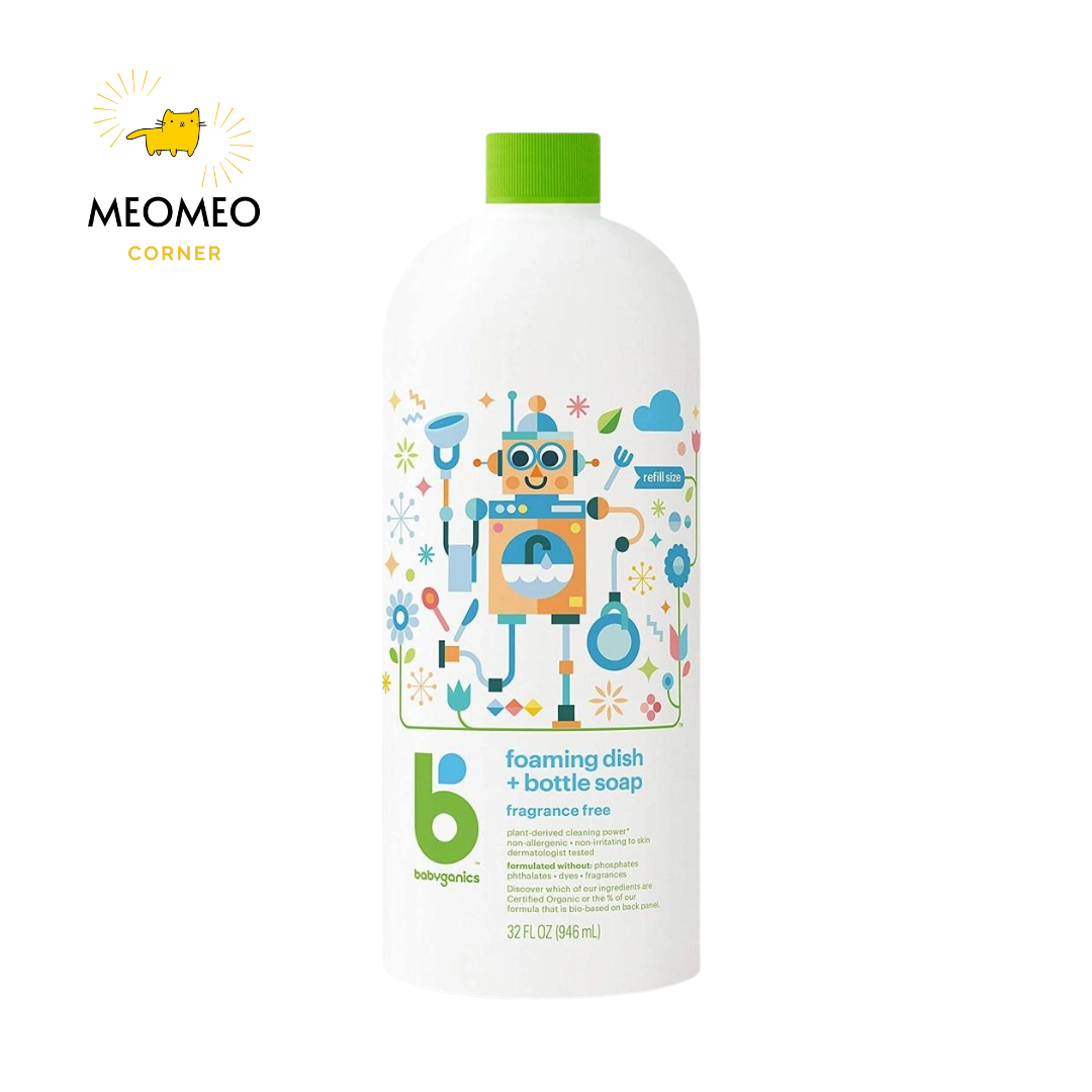 Nước rửa bình sữa bát đĩa Babyganics hữu cơ không mùi 473ml Mỹ