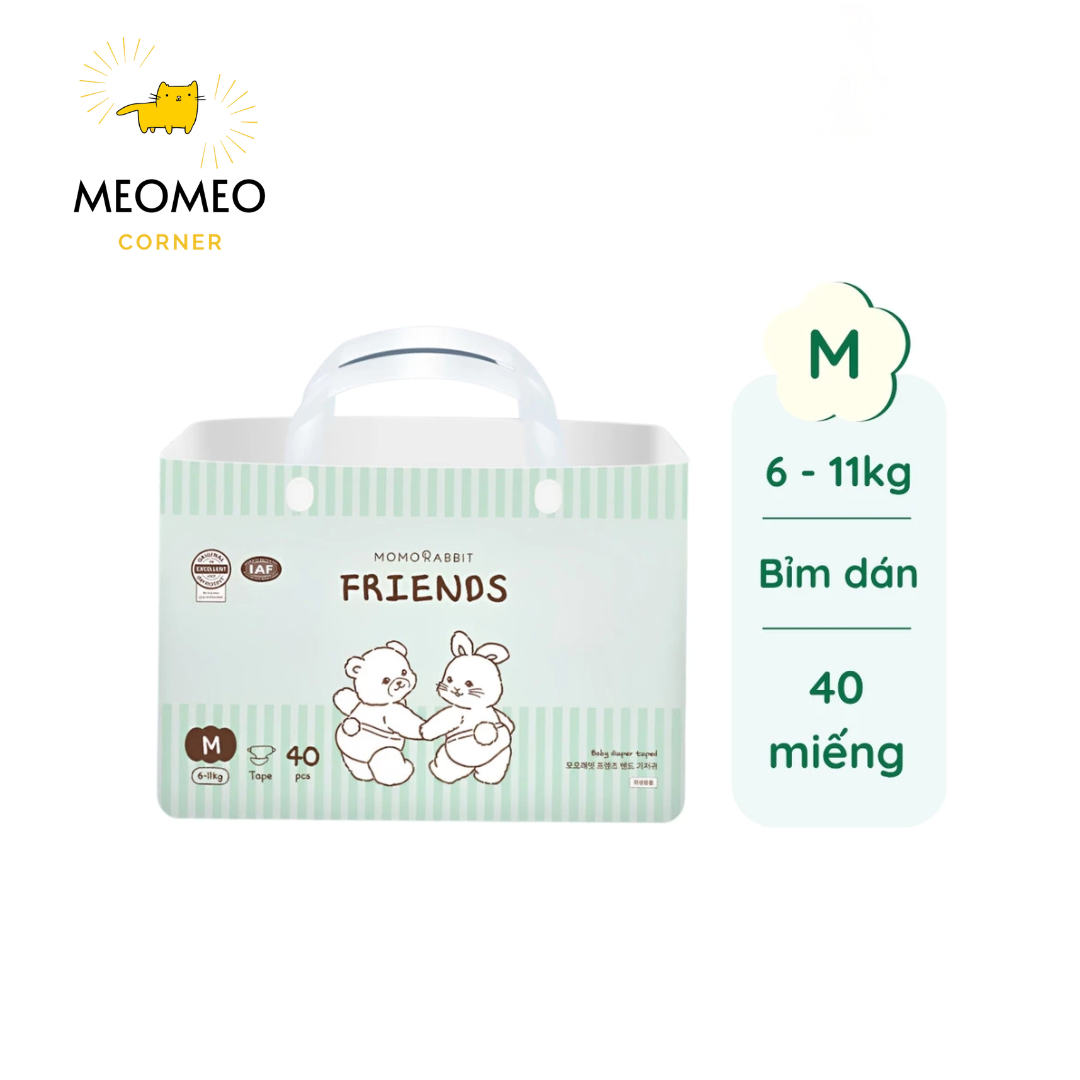 [Miếng lẻ] Bỉm Momo Rabbit – Bản Friends | Mềm mại, thấm hút tốt, nâng niu làn da bé