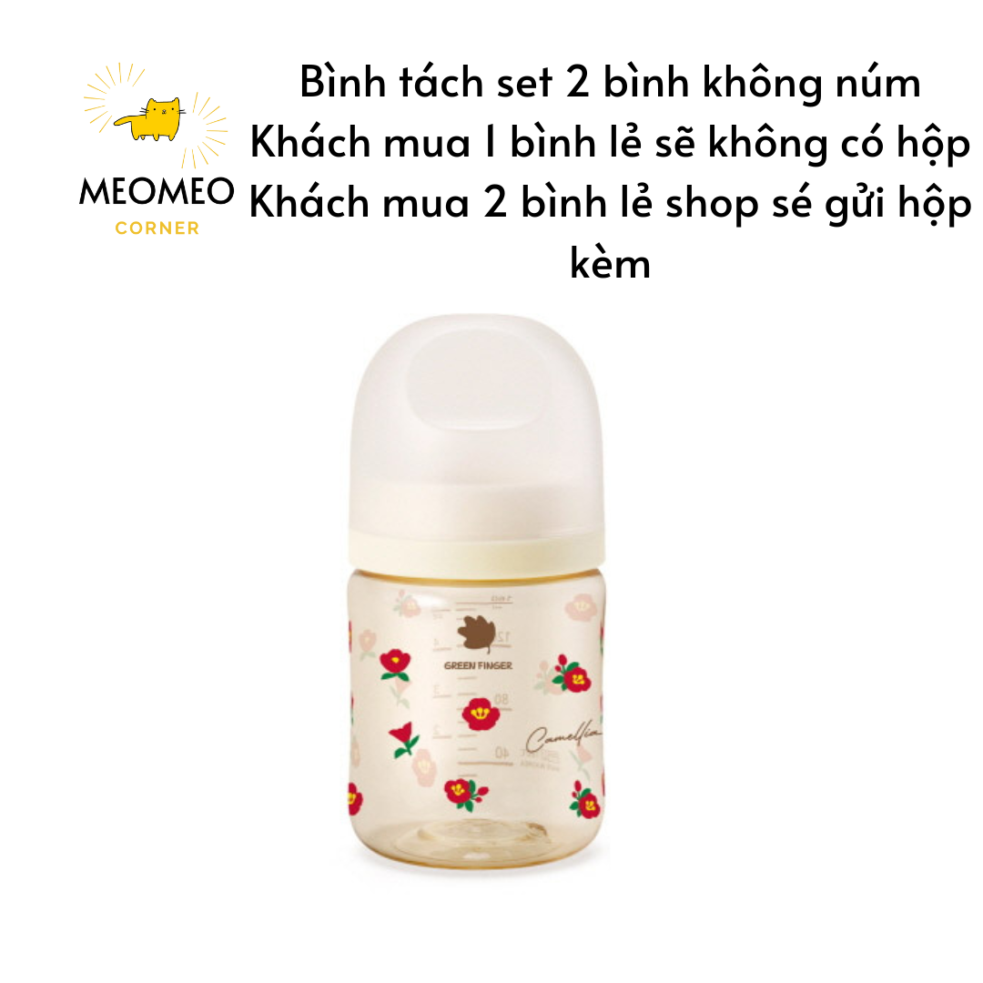 Bình sữa Green Finger Bebegrow PPSU Hàn Quốc size 160ml / 280ml núm ti mềm 2 van khí chính hãng Greenfinger - GREEN