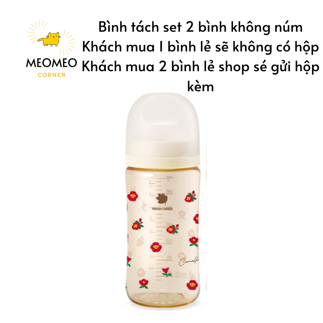 Bình sữa Green Finger Bebegrow PPSU Hàn Quốc size 160ml / 280ml núm ti mềm 2 van khí chính hãng Greenfinger - GREEN