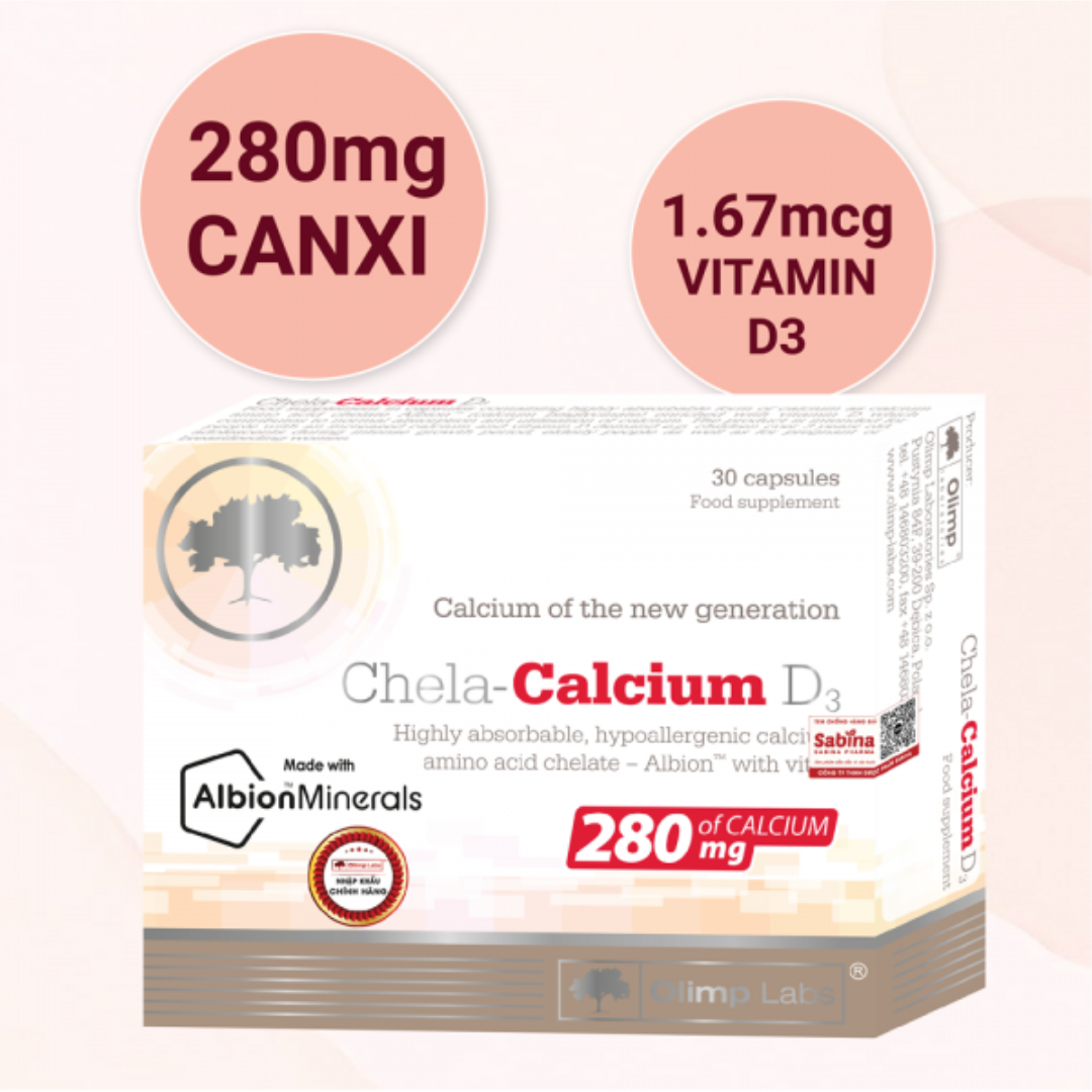 Viên uống Canxi Chela Calcium D3 bổ sung Canxi hữu cơ cho bà bầu và người lớn hộp 30 viên