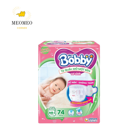 Tã / bỉm quần Mở Một Bên Bobby thiết kế dễ mặc cho bé sơ sinh NB-S / Bỉm quần siêu khô thoáng Bobby Ultra+ Gạo Non M L XL XXL
