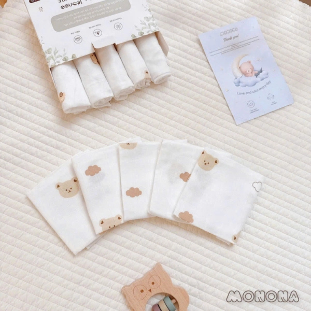 Set 5 khăn sữa sợi tre 4 lớp Monona x Joonee