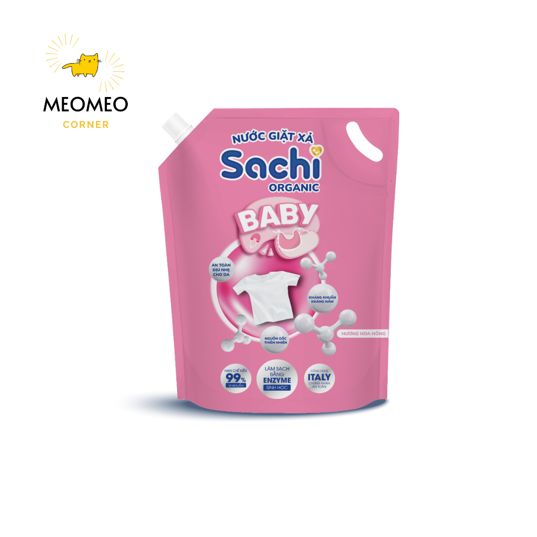 Nước giặt xả Sachi Organic Cho Bé hương Hoa Hồng