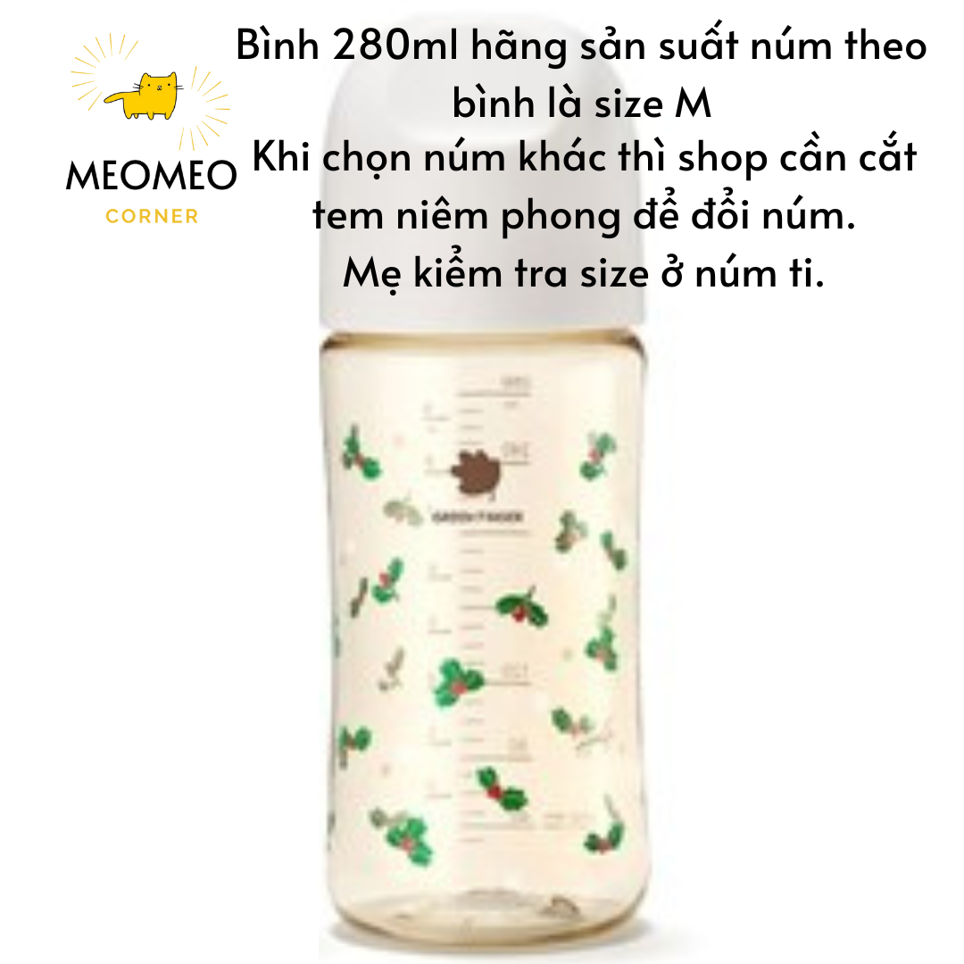 Bình sữa Green Finger Bebegrow PPSU Hàn Quốc size 160ml / 280ml núm ti mềm 2 van khí chính hãng Greenfinger - GREEN