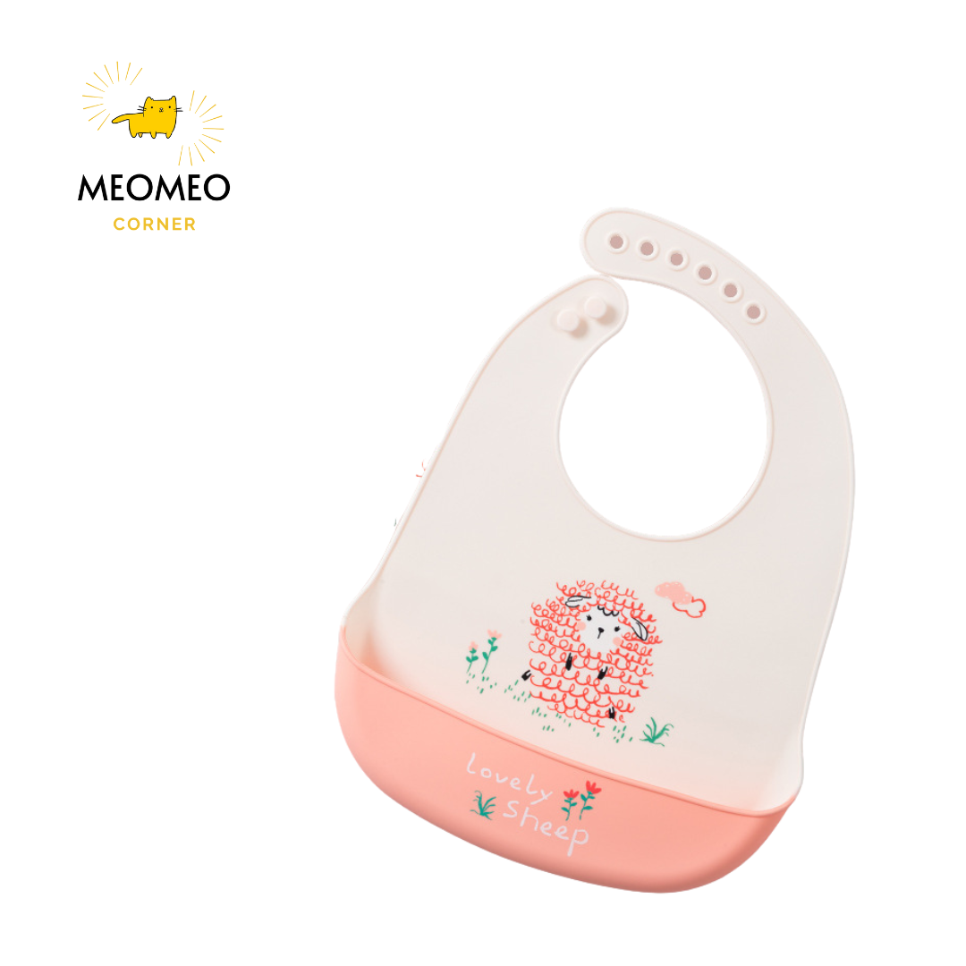 Yếm ăn dặm silicone có máng cho bé
