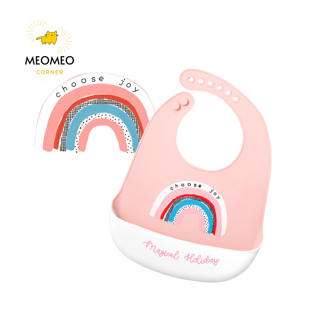Yếm ăn dặm silicone có máng cho bé