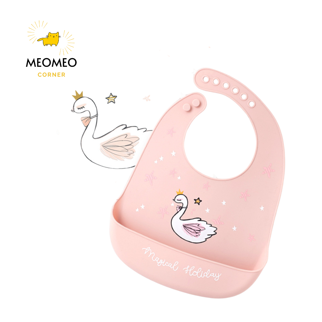 Yếm ăn dặm silicone có máng cho bé