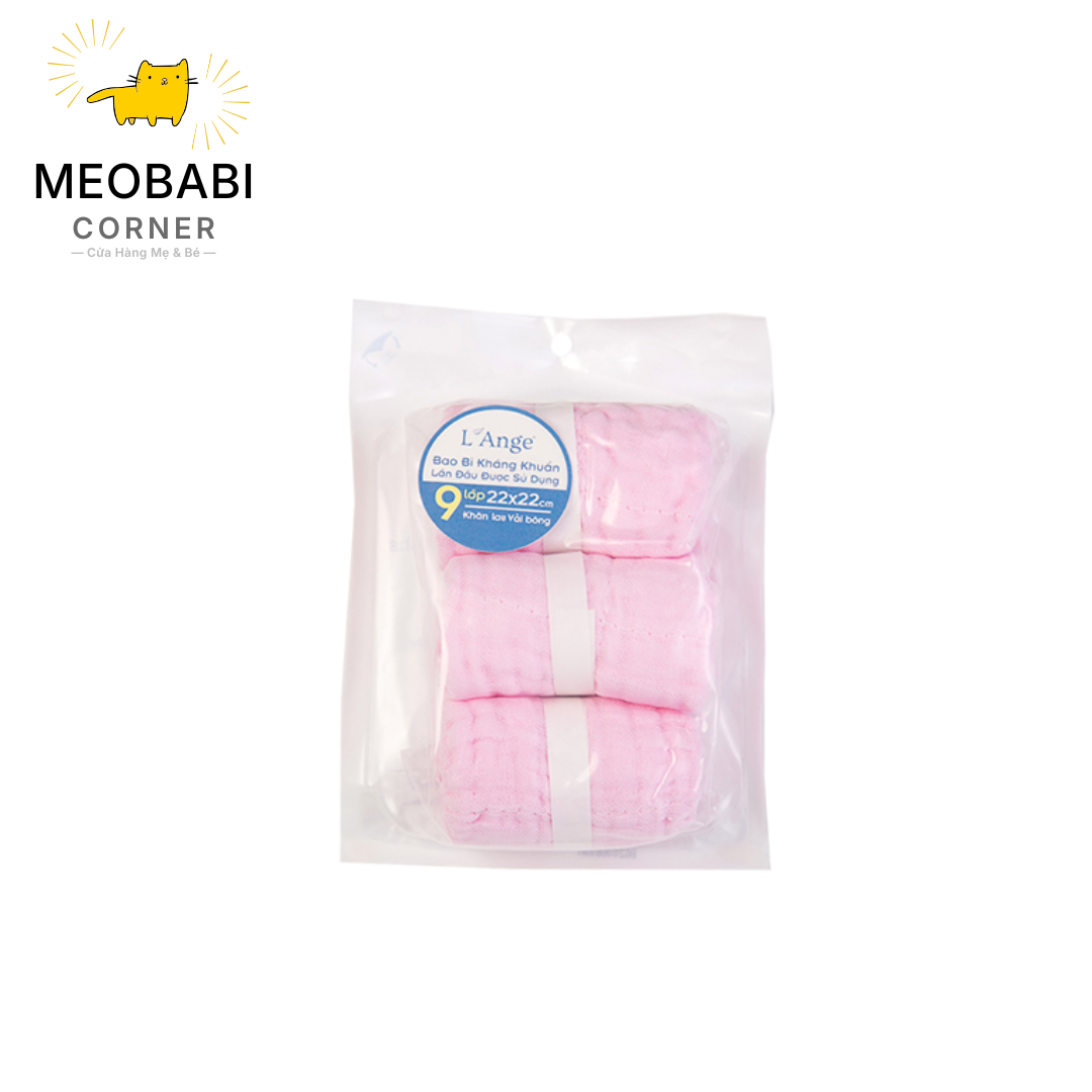 Khăn sữa L'Ange 9 lớp 22x22cm (set 3 cái)