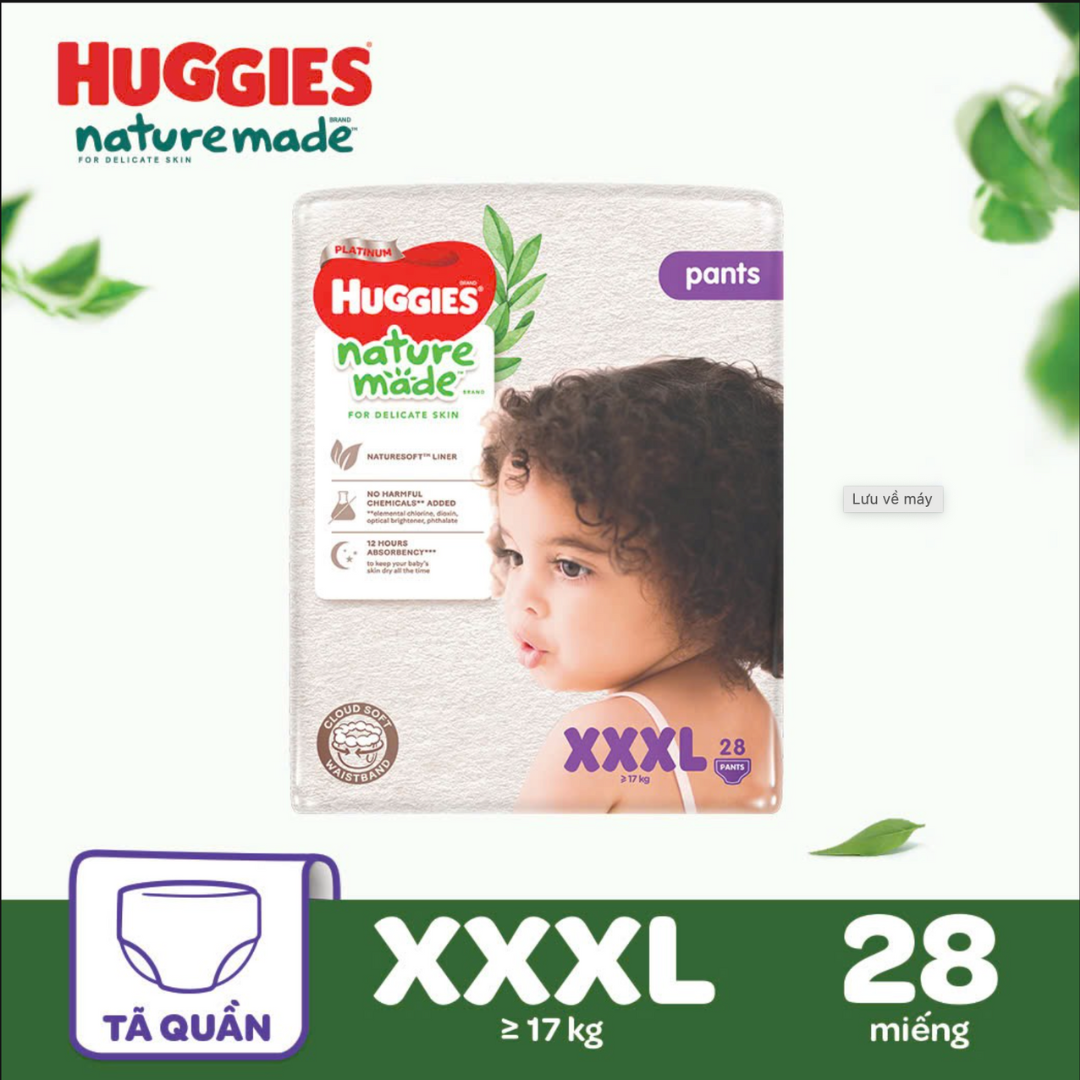 Tã bỉm quần Huggies Nature Made NB S M L XL XXL 3XL