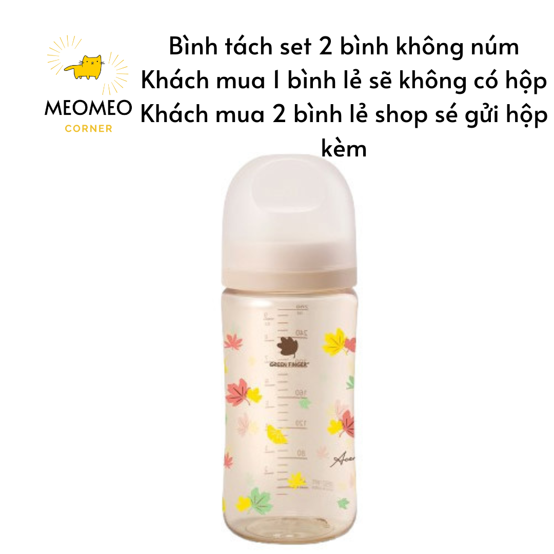 Bình sữa Green Finger Bebegrow PPSU Hàn Quốc size 160ml / 280ml núm ti mềm 2 van khí chính hãng Greenfinger - GREEN