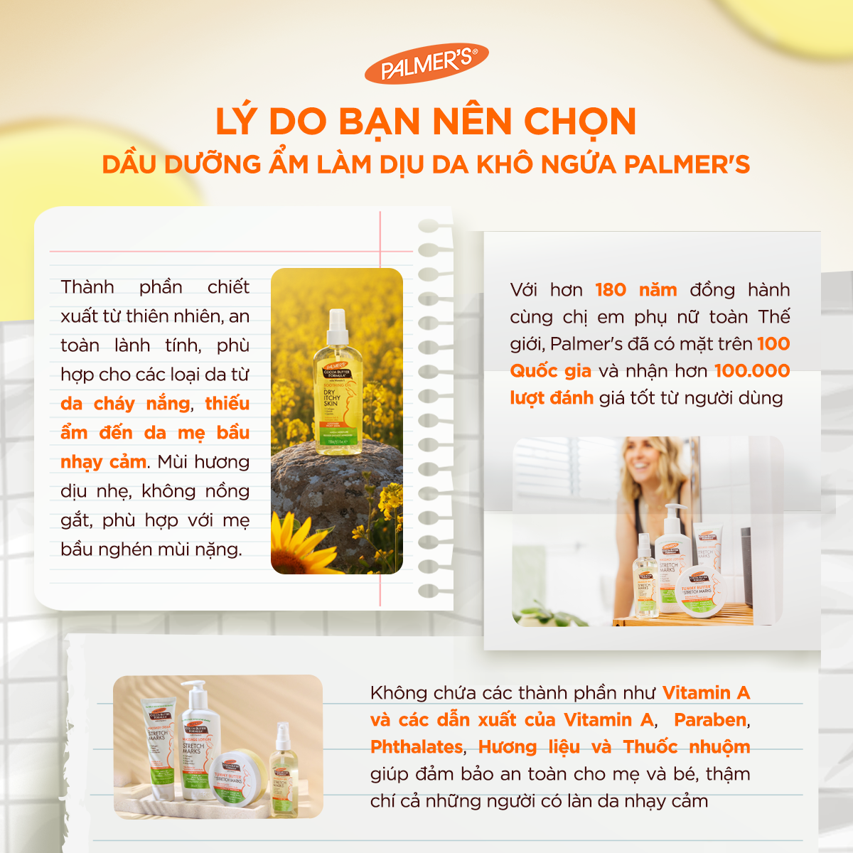 Dầu dưỡng da hỗ trợ giảm nhanh khô ngứa cho mẹ bầu Palmer's 150ml