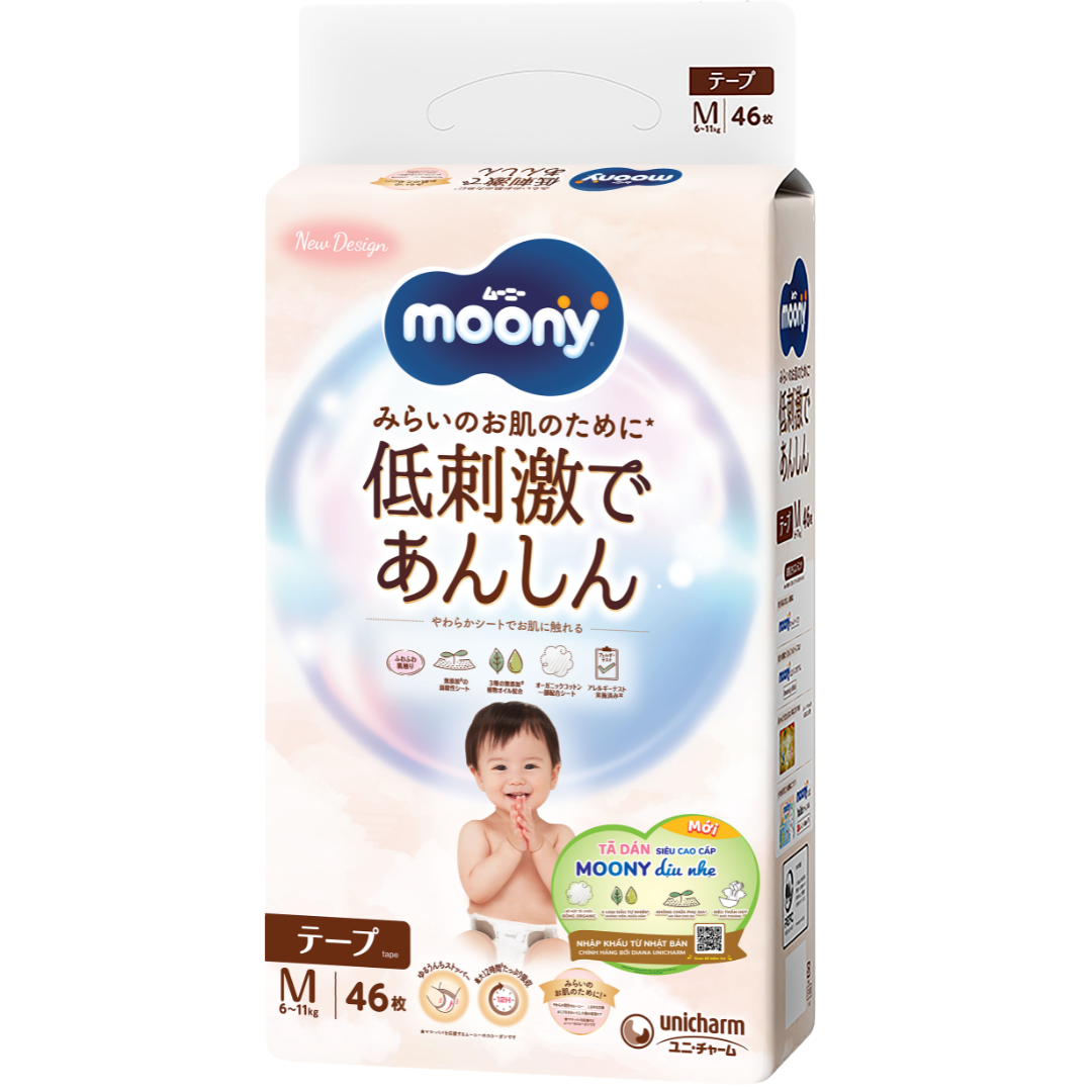 [Miếng lẻ] Tã / bỉm dán, quần Moony Natural và Moony Blue