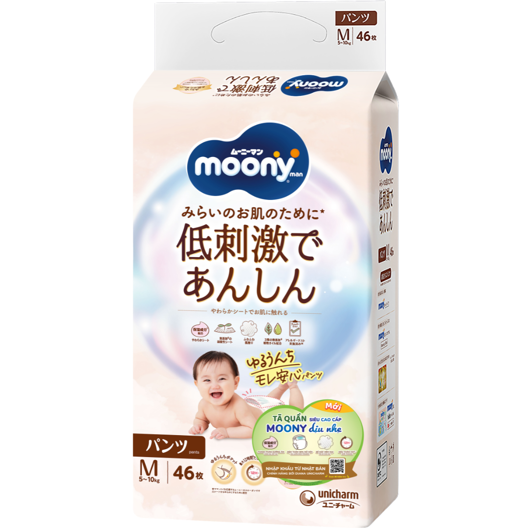 [Miếng lẻ] Tã / bỉm dán, quần Moony Natural và Moony Blue