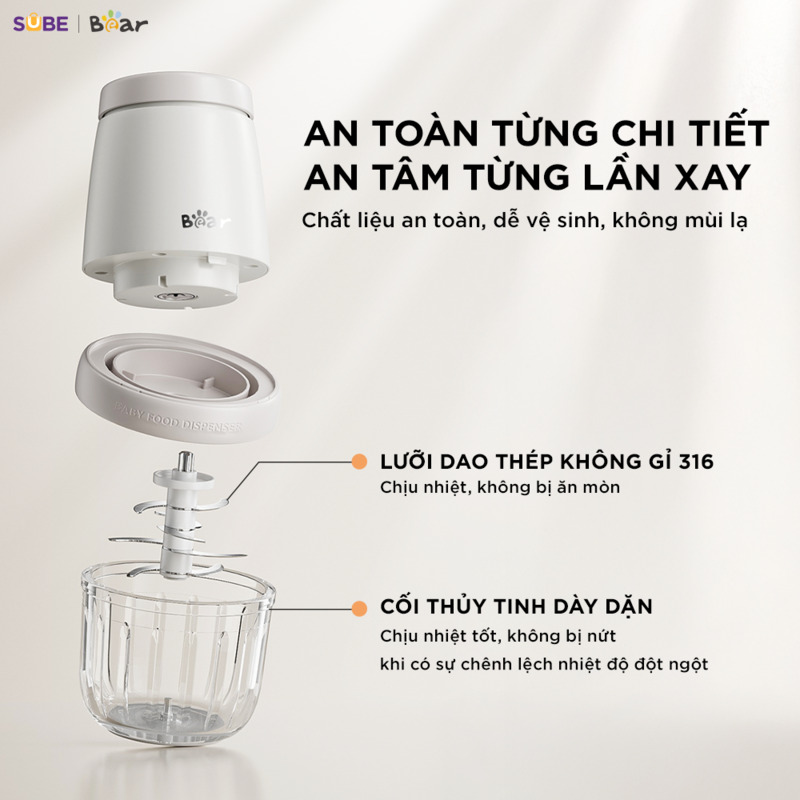 Máy xay ăn dặm 0.3L Bear CH-5H02D24