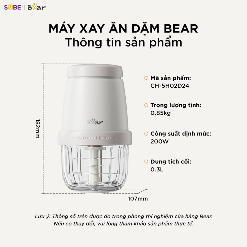 Máy xay ăn dặm 0.3L Bear CH-5H02D24