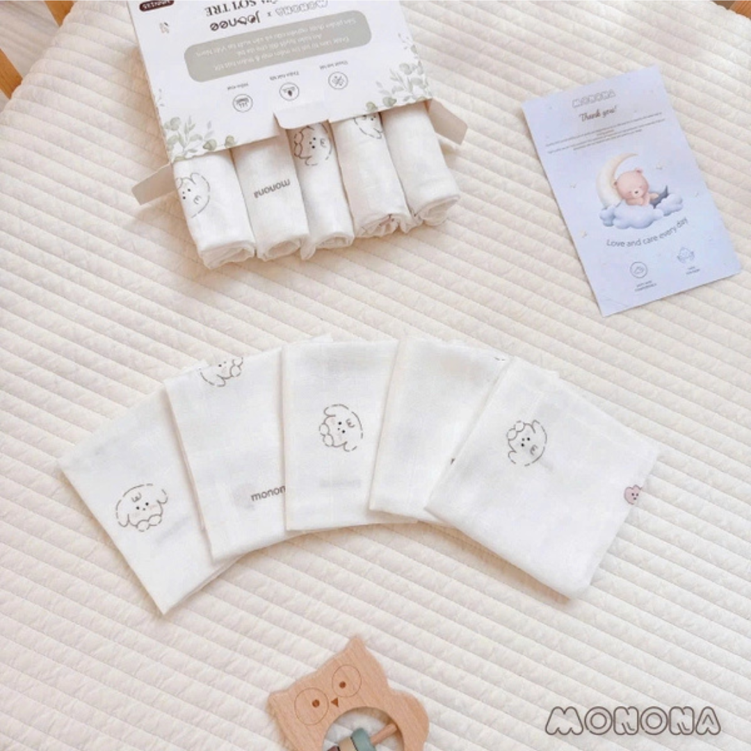 Set 5 khăn sữa sợi tre 4 lớp Monona x Joonee