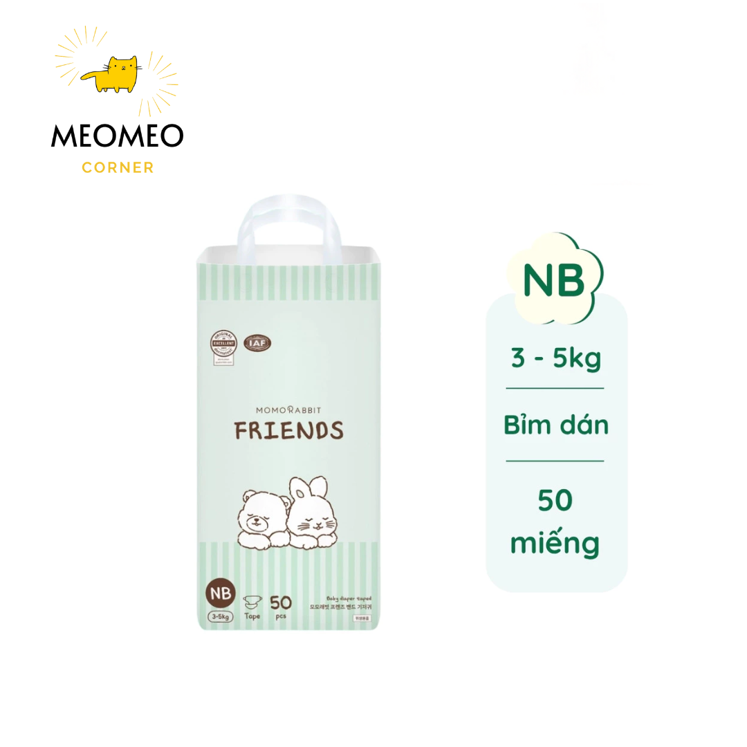 [Miếng lẻ] Bỉm Momo Rabbit – Bản Friends | Mềm mại, thấm hút tốt, nâng niu làn da bé