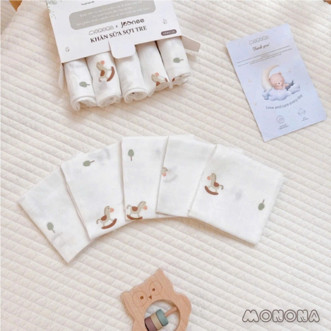 Set 5 khăn sữa sợi tre 4 lớp Monona x Joonee