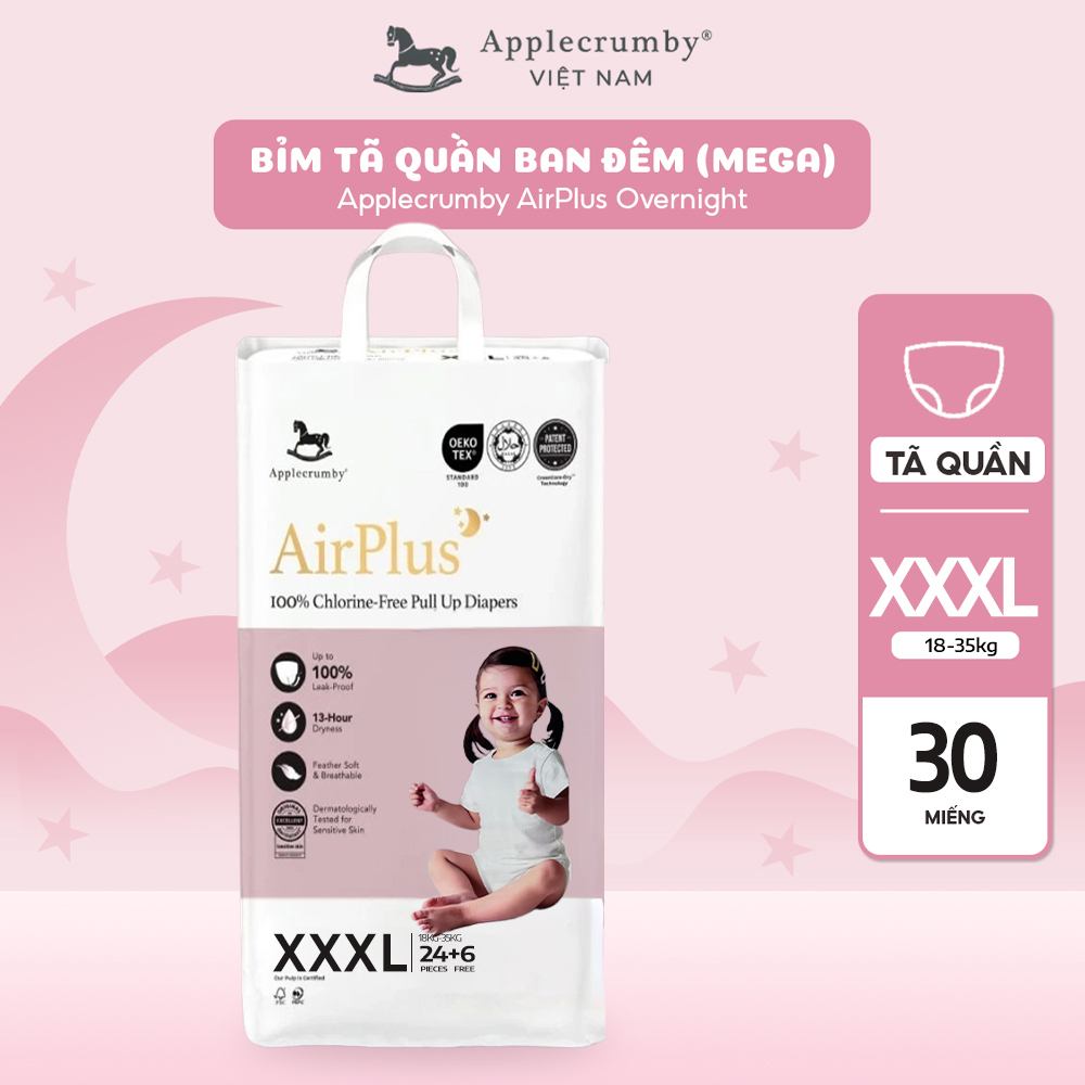 Tã bỉm đêm Applecrumby Airplus Overnight Mega Pull Ups S M L XL XXL