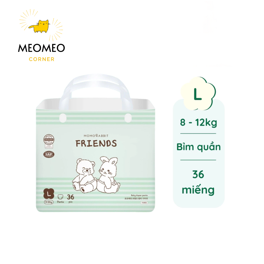 [Miếng lẻ] Bỉm Momo Rabbit – Bản Friends | Mềm mại, thấm hút tốt, nâng niu làn da bé