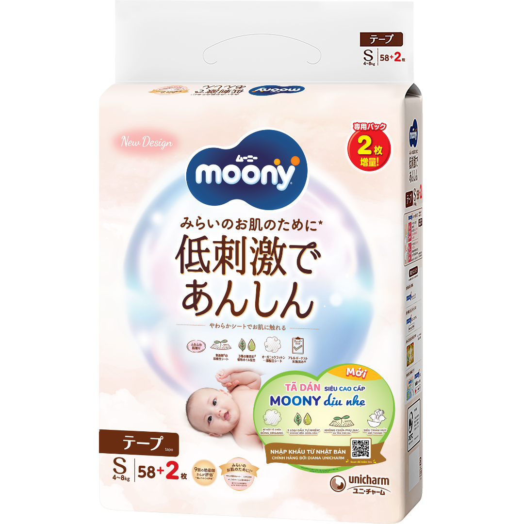 [Miếng lẻ] Tã / bỉm dán, quần Moony Natural và Moony Blue