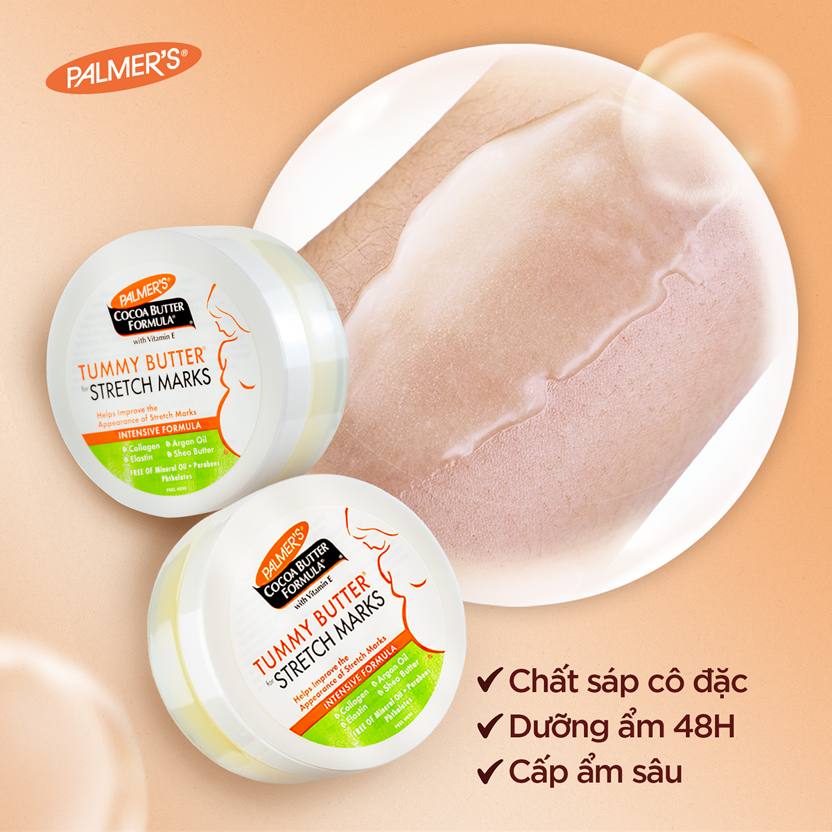 Bơ đậm đặc ngăn ngừa và hỗ trợ làm mờ rạn da cho mẹ bầu cuối thai kỳ và sau sinh Palmer's 125g